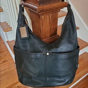 Tignanello black leather hobo bag